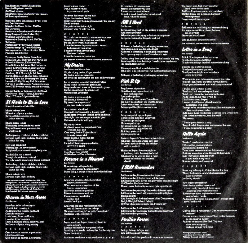 It Hurts To Be In Love liner notes